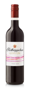 Eine Flasche Rotkaeppchen Alkoholfreier Wein Pinot Noir, elegant präsentiert und freigestellt